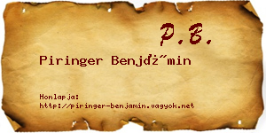 Piringer Benjámin névjegykártya