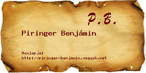 Piringer Benjámin névjegykártya
